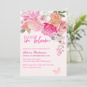 Roze Vlinders Baby in Bloom floral Baby shower Kaart (Staand voorkant)