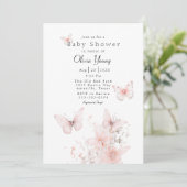 Roze Vlinders Baby shower Kaart (Staand voorkant)