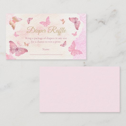 Roze Vlinders Baby shower Luier Raffle Informatiekaartje (Voorkant / Achterkant)