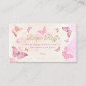 Roze Vlinders Baby shower Luier Raffle Informatiekaartje (Voorkant)
