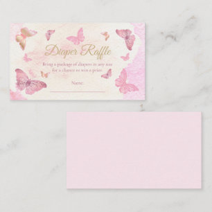 Roze Vlinders Baby shower Luier Raffle Informatiekaartje