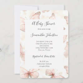 Roze Vlinders Baby Shower voor Meisje Kaart