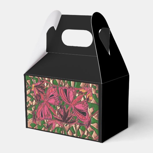 Roze vlinders bedankdoosjes (Voorkant Zijde)