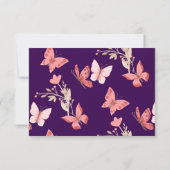 Roze Vlinders Bloemen Paarse Baby shower Bedankkaart (Achterkant)
