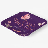 Roze Vlinders Bloemen Paarse Baby shower Papieren Bordje (Gebogen)