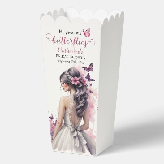 Roze Vlinders Bloemen Trouwjurk Vrijgezellenfeest Bedankdoosjes (Achterkant)