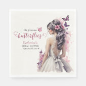 Roze Vlinders Bloemen Trouwjurk Vrijgezellenfeest Servet (Voorkant)