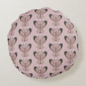 Roze Vlinders Boho Handgetekende Kunst Rond Kussen (Achterkant)