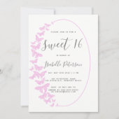 Roze Vlinders Boho Lijst Elegant Chique Sweet 16 Kaart (Voorkant)