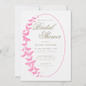 Roze Vlinders Boho Lijst Elegant Vrijgezellenfeest Kaart (Voorkant)