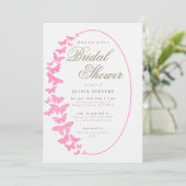 Roze Vlinders Boho Lijst Elegant Vrijgezellenfeest Kaart (Staand voorkant)