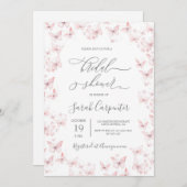 Roze Vlinders Bruids Douche Uitnodiging (Voorkant / Achterkant)