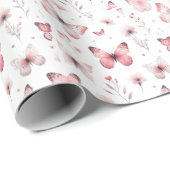 Roze Vlinders Cadeaupapier (Rol Hoek)