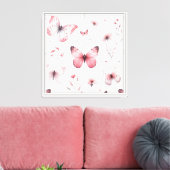 Roze Vlinders Canvas Afdruk (Insitu (Woonkamer))