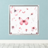 Roze Vlinders Canvas Afdruk (Insitu (Houten vloer))