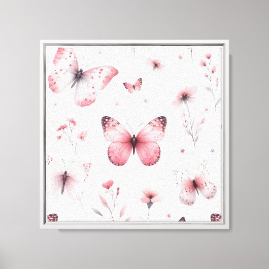 Roze Vlinders Canvas Afdruk (Voorkant)