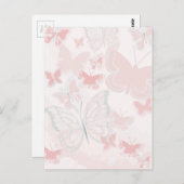 Roze Vlinders die de Waterverf van de Vlinder Briefkaart (Voorkant / Achterkant)