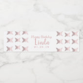 Roze Vlinders Eenvoudig Gelukkig Verjaardag Waterfles Etiket (Enkel label)