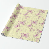 Roze Vlinders en Bellen Cadeaupapier (Uitgerold)