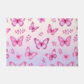 Roze vlinders en bloemen patroon deurmat (Voorkant)