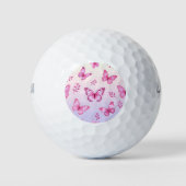 Roze vlinders en bloemen patroon golfballen (Voorkant)