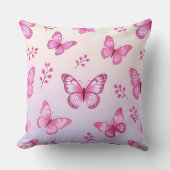 Roze vlinders en bloemenpatroon kussen (Voorkant)