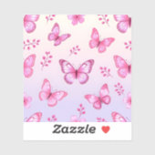 Roze vlinders en bloemenpatroon sticker (Vel)
