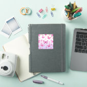 Roze vlinders en bloemenpatroon sticker (iPad Cover)
