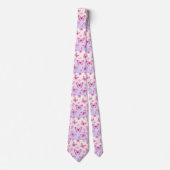 Roze vlinders en bloemenpatroon stropdas (Voorkant)