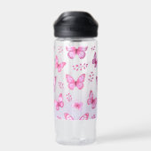 Roze vlinders en bloemenpatroon waterfles (Achterkant)