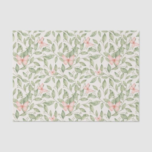 roze vlinders en groen blad tissuepapier (Voorkant)