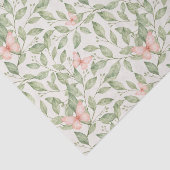 roze vlinders en groen blad tissuepapier (Detail)