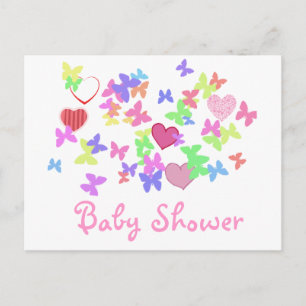 roze vlinders en harten baby shower uitnodiging briefkaart
