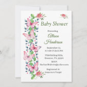 Roze vlinders en Ivy Baby shower Invitation Kaart (Voorkant)