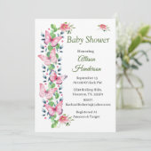 Roze vlinders en Ivy Baby shower Invitation Kaart (Staand voorkant)