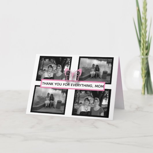  roze vlinders en Moederdag voor foto's Kaart (Voorkant)
