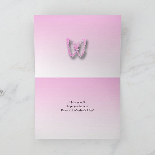  roze vlinders en Moederdag voor foto's Kaart (Binnen)