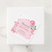 Roze Vlinders en Rozen Floral Quinceañera Bedankjes Labels (In situ)
