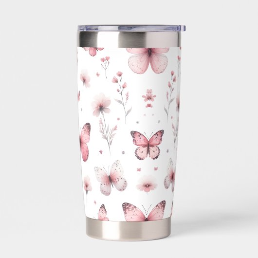 Roze Vlinders Geïsoleerde Drinkbeker (Links)