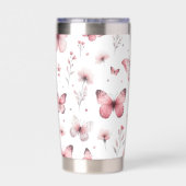 Roze Vlinders Geïsoleerde Drinkbeker (Achterkant)