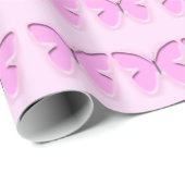 Roze vlinders Glanzend verpakkingspapier Cadeaupapier (Rol Hoek)