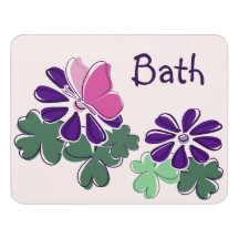 Roze Vlinders Groen Paarse Bloemen Doodle Bath