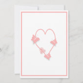 Roze Vlinders Hart bruiloft receptie Kaart (Achterkant)