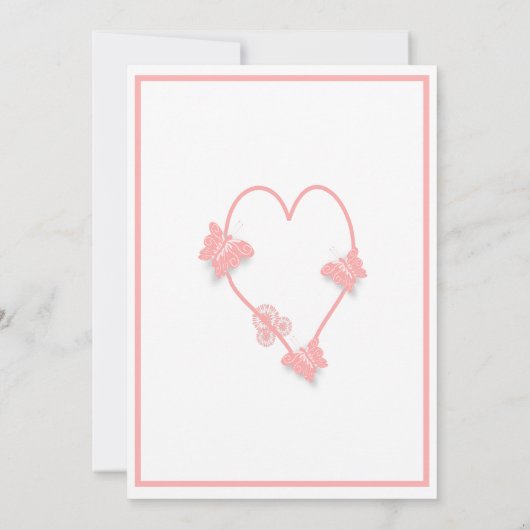 Roze Vlinders Hart bruiloft receptie Kaart (Achterkant)