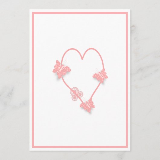 Roze Vlinders Hart Ontwerp Bruiloft Menu (Achterkant)