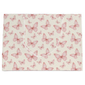 Roze vlinders in crème groot cadeauzakje (Voorkant)