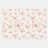 Roze vlinders in crème inpakpapier vel (Voorkant 2)