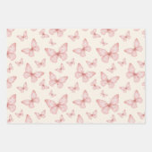 Roze vlinders in crème inpakpapier vel (Voorkant 2)