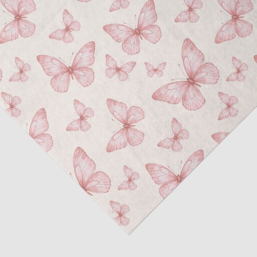 Roze vlinders in crème tissuepapier (Detail)