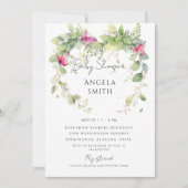 Roze Vlinders in Foliage Elegant Baby shower Kaart (Voorkant)